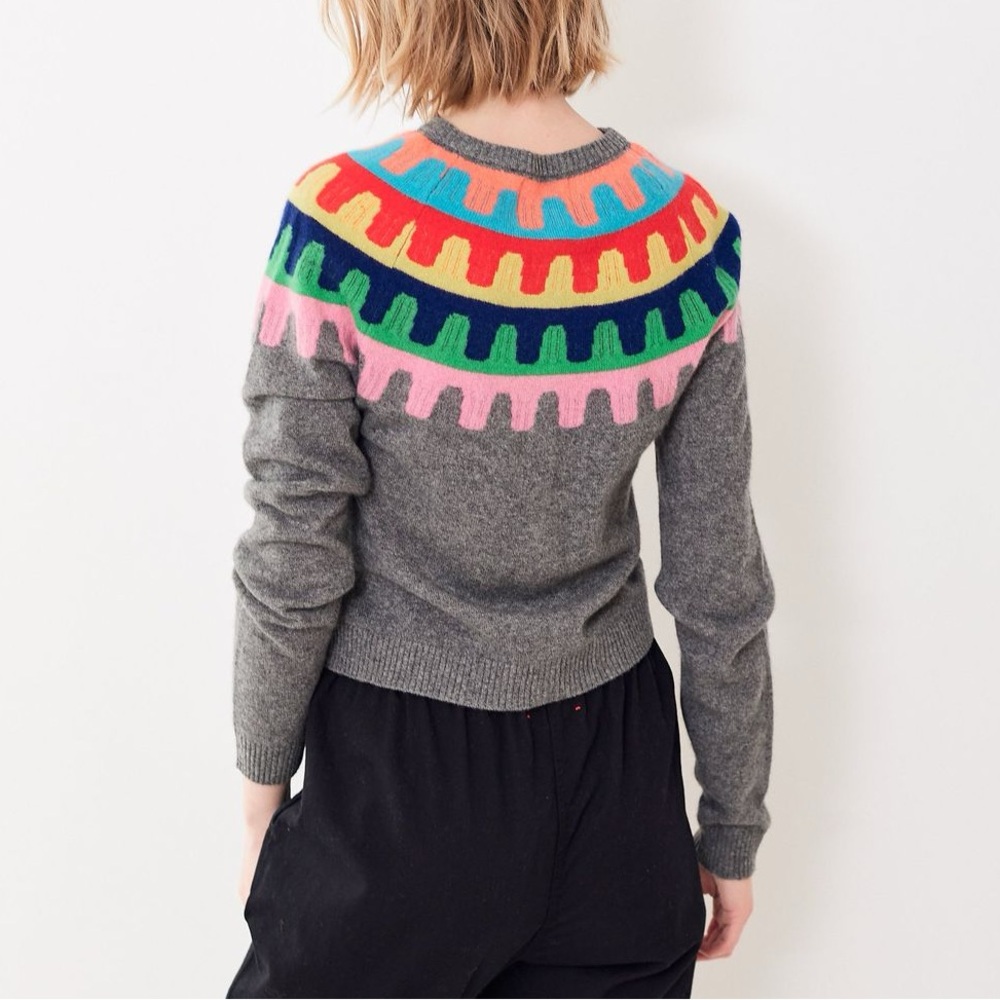 Jumper 1234 Rick Rack Pullover Cashmere Sweater Rainbow and Gray 2 NWT